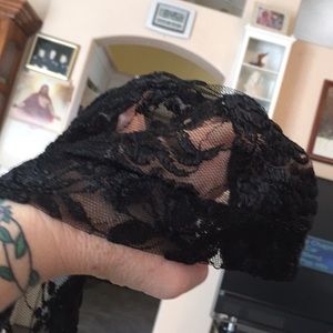 Lacy black biker headgear
